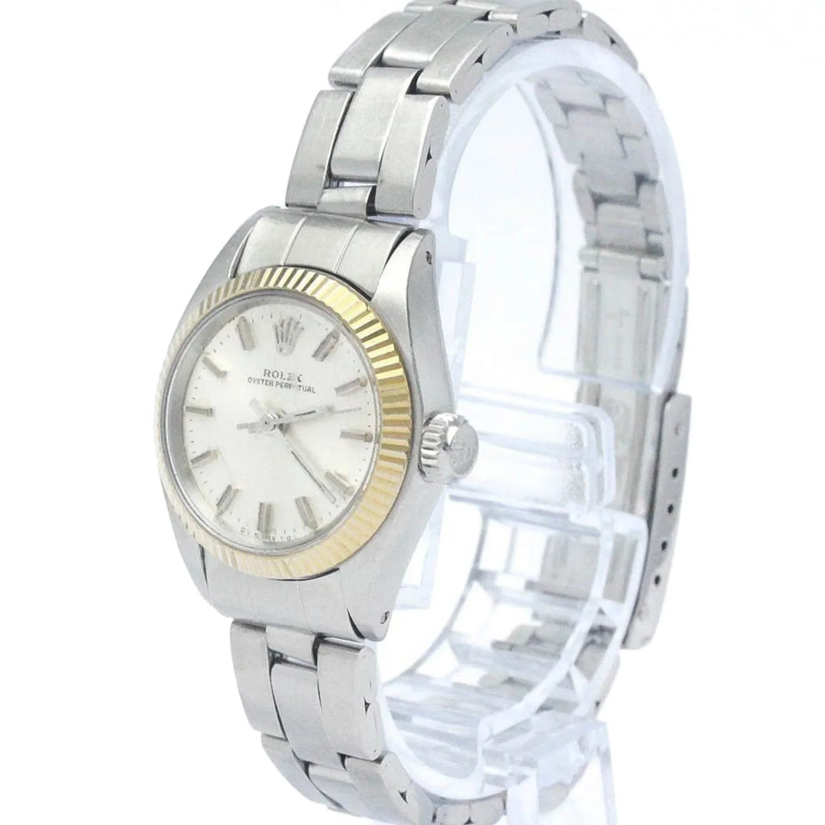 Steel Gold Pre-Owned 6719 Vintage BF565449 White Oyster Perpetual Ladies Watch (Fair)