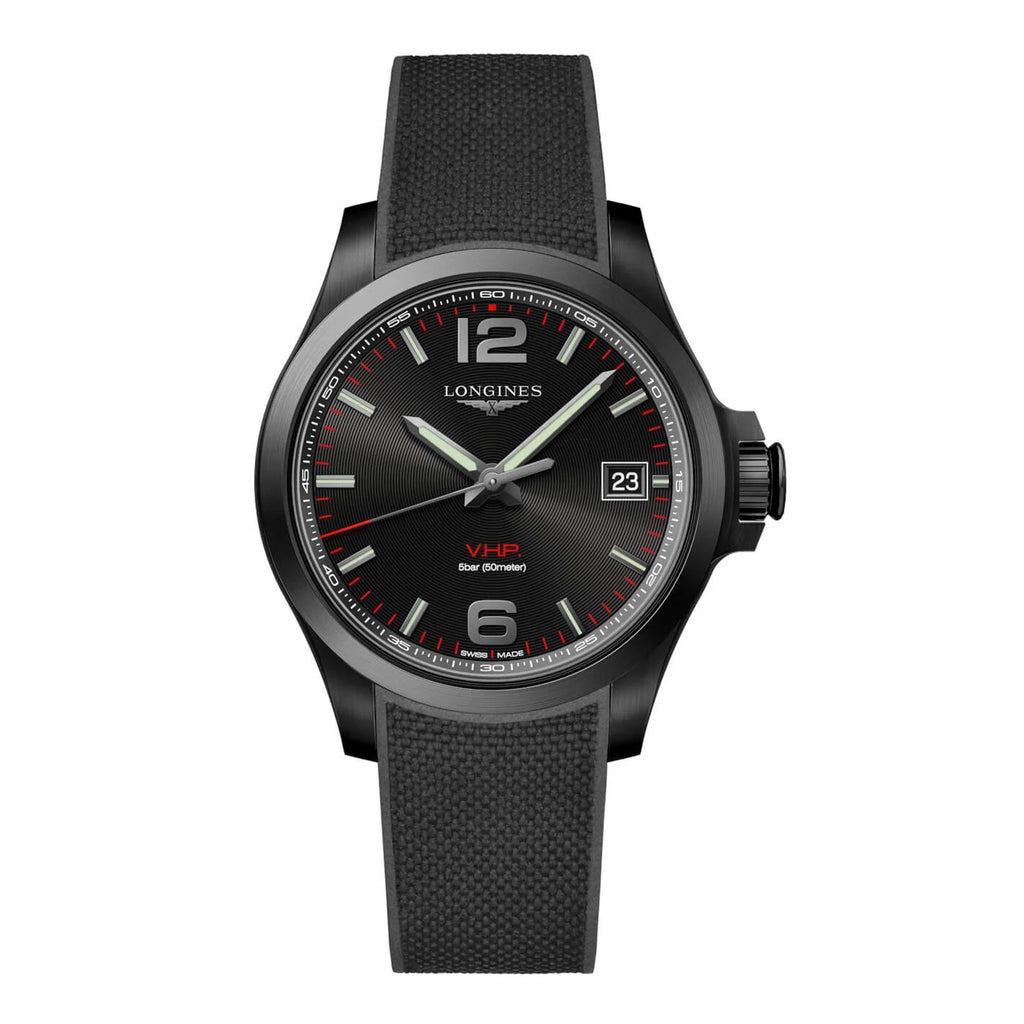 Conquest Men's V.H.P. Strap Dial L37162569 Longines Watch Black