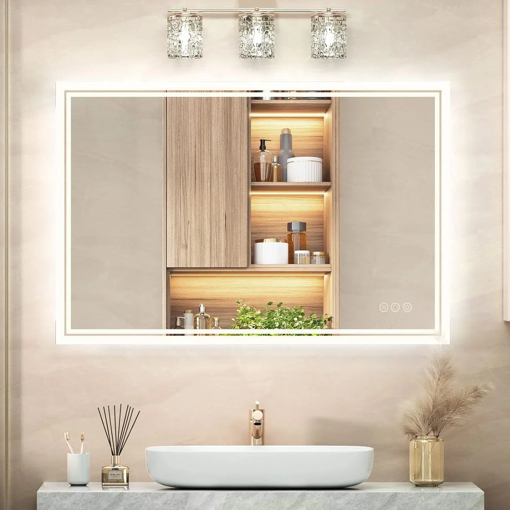 Inch Sensor, Backlit Lighted Lights, 36x28 Mirror, LED Anti-Fog, 3000K-6000K, LED Mirror with Dimmable Bathroom Touch Bathroom ANTEN Mirror Bathroom Vanity Wall-Mounted Mirror,