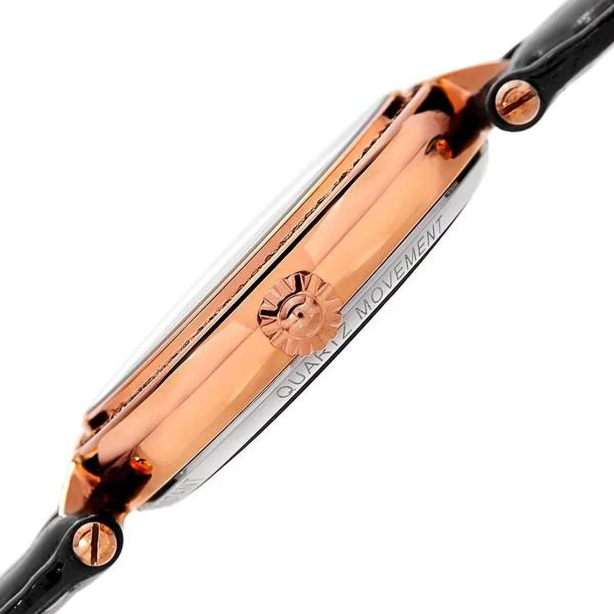 Accents Leather Rose Crystal Gold See Swarovski with Women's Watch Strap and Quartz with Black BUR150BKR Thru Dial