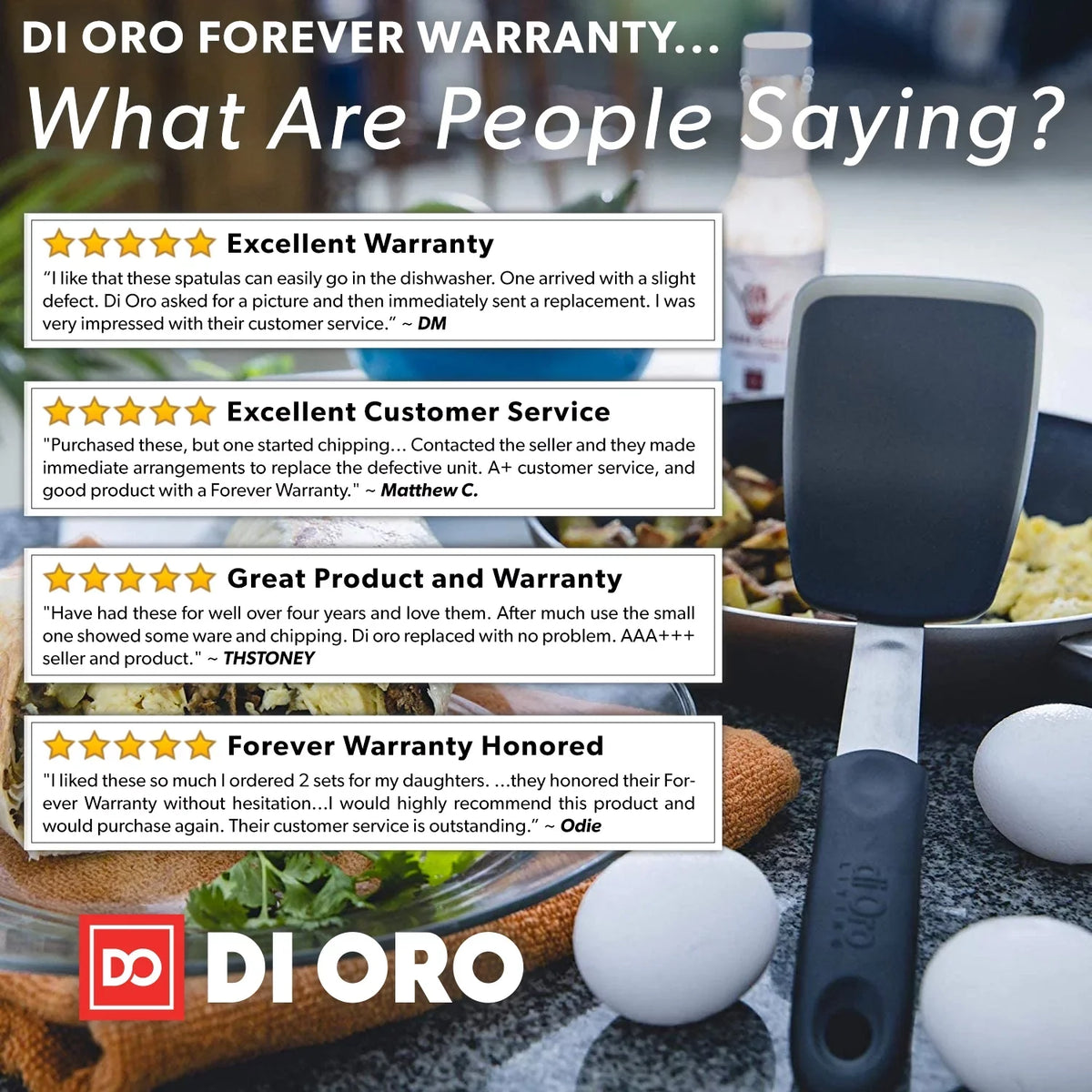 Di Series Heat Resistant Kitchen Standard - Flexible Turner Spatula 600F Rubber Silicone Chef Spatula Oro