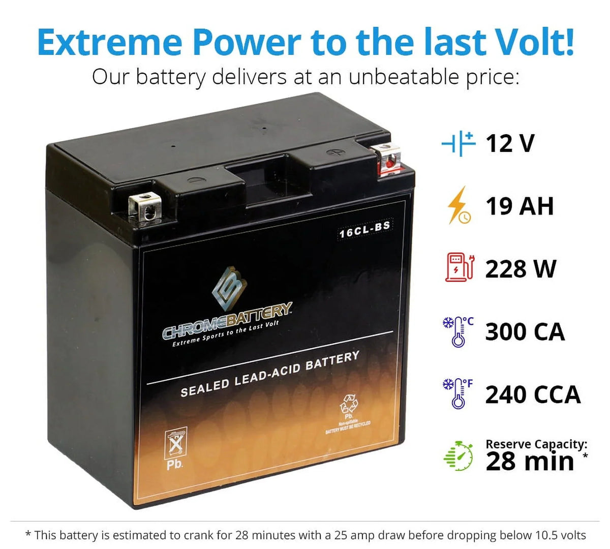 Sx Ski Yb16cl-bs Battery Jet for Kawasaki Chrome Cc Js650 87-'95 Battery