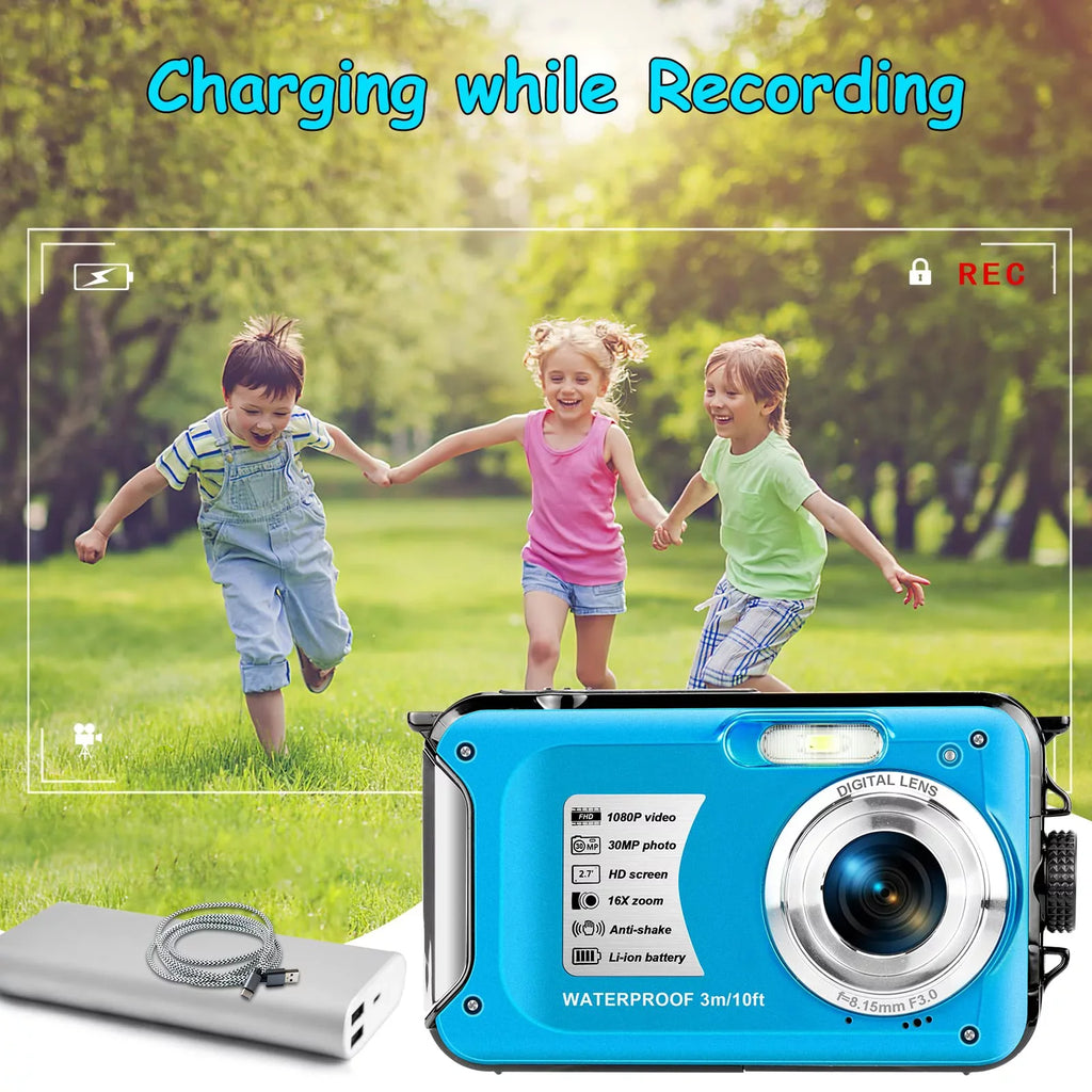 MP SEREE Video HD Youtube Cameras Camera for 1080P Dual 16X Snorkeling Waterproof Digital Full Camera Zoom for Screens Selfie 30 Recorder Underwater