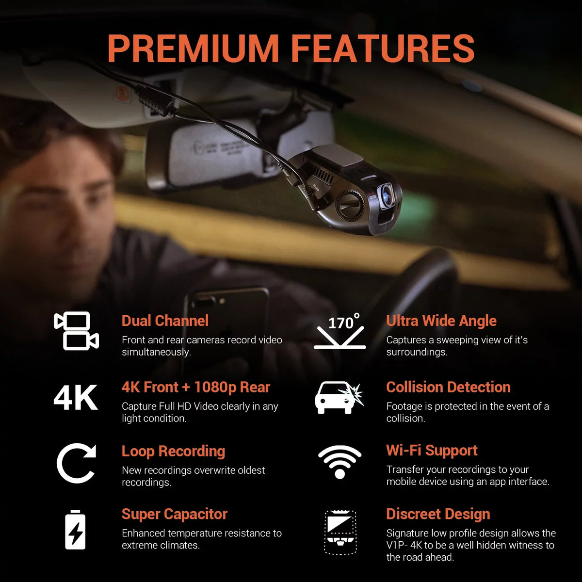 Rear with and 4K Dash V1P Rexing Front Cam UHD Wi-Fi