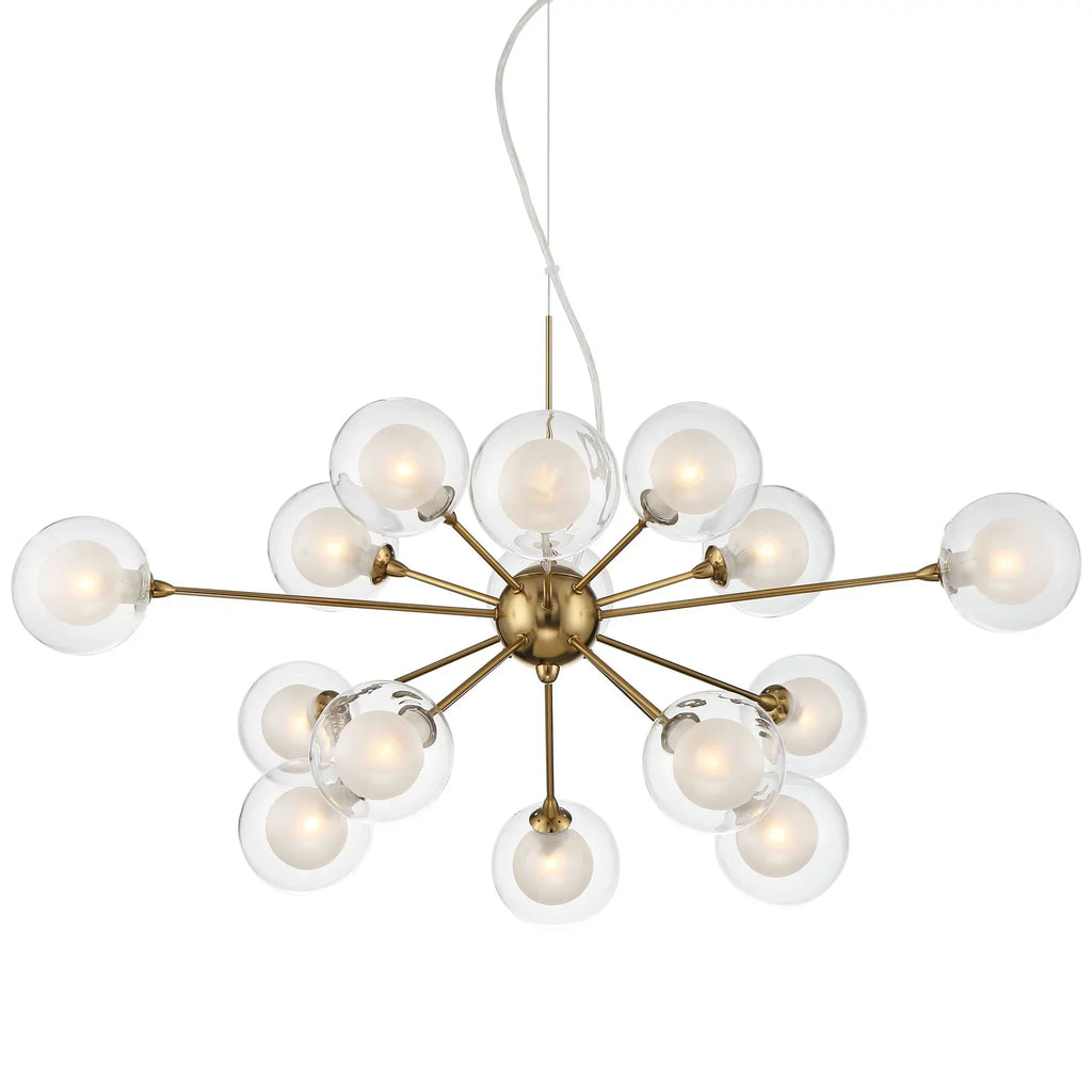 Chandelier Euro Shade Brass 30" Wide Century Spheres 15-Light Dining Sputnik for Kitchen Fixture Room Design Glass Mid Modern Possini Island Antique