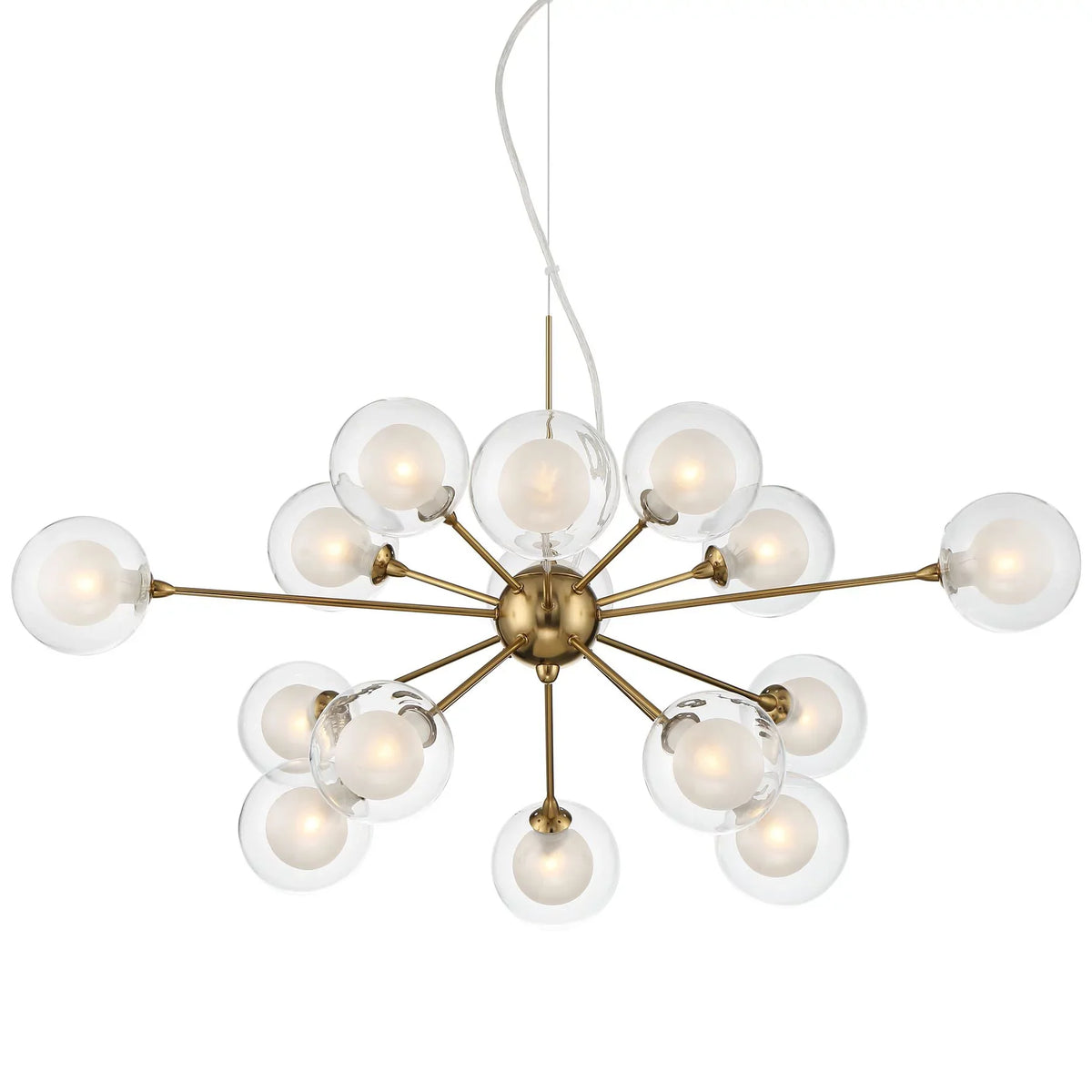 Chandelier Euro Shade Brass 30" Wide Century Spheres 15-Light Dining Sputnik for Kitchen Fixture Room Design Glass Mid Modern Possini Island Antique