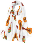 And Maracas Shawl Pattern Long Guitars for Women Scarves Culture Wrap Mexican Scarf Silk Lightweight Hyjoy Girls Neck