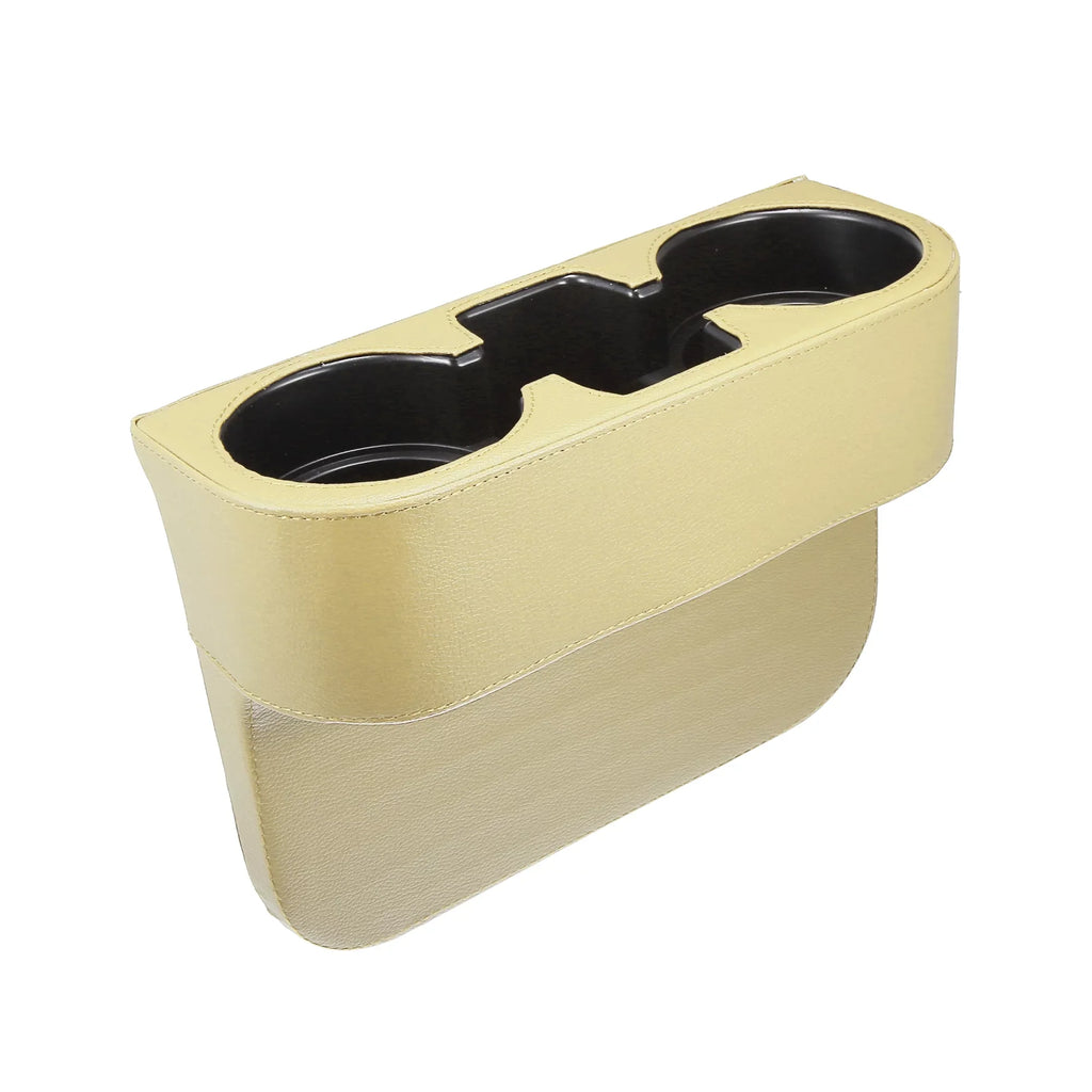 Seat Car Pocket Organizer Multi-function Side Filler Box Seat Gap Storage Car Holder Cup Console Beige