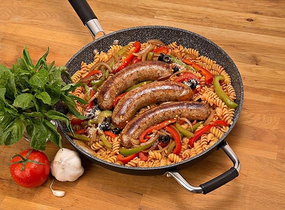 DaTerra Stick Pan, Made Italian Ceramic | Chefs Skillet Nonstick Baking Sauté Searing, Pan Cucina and Non Professional More Nonstick Cooking, Sizzling, Pan, Inch Pan Frying for 13 Pan
