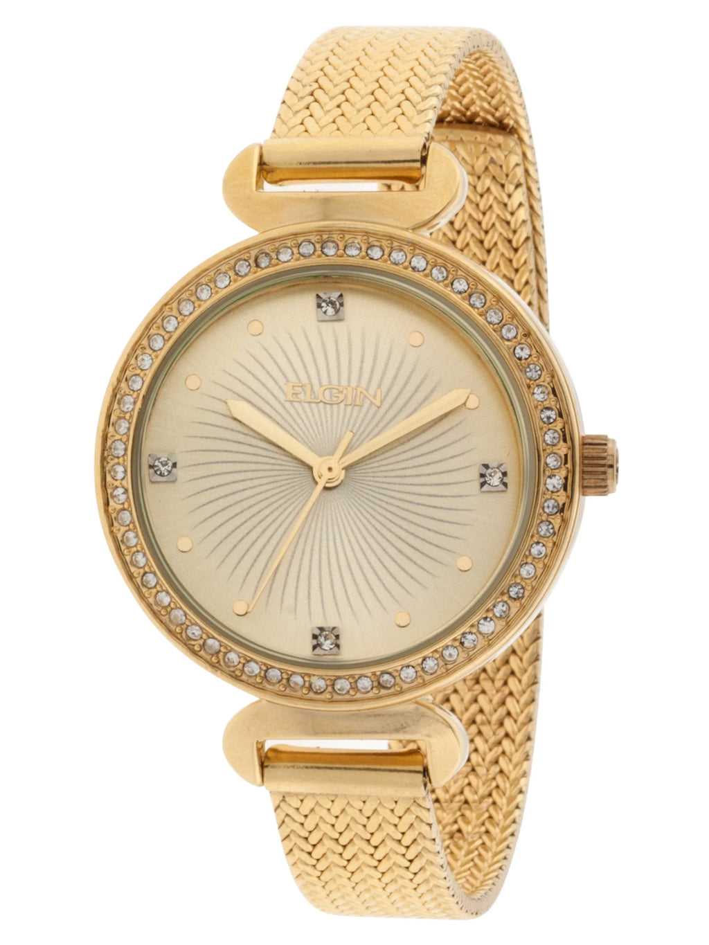 Elgin Dial Gold-Tone Analog Sunray Watch - Woman's with EG1610011 Adult