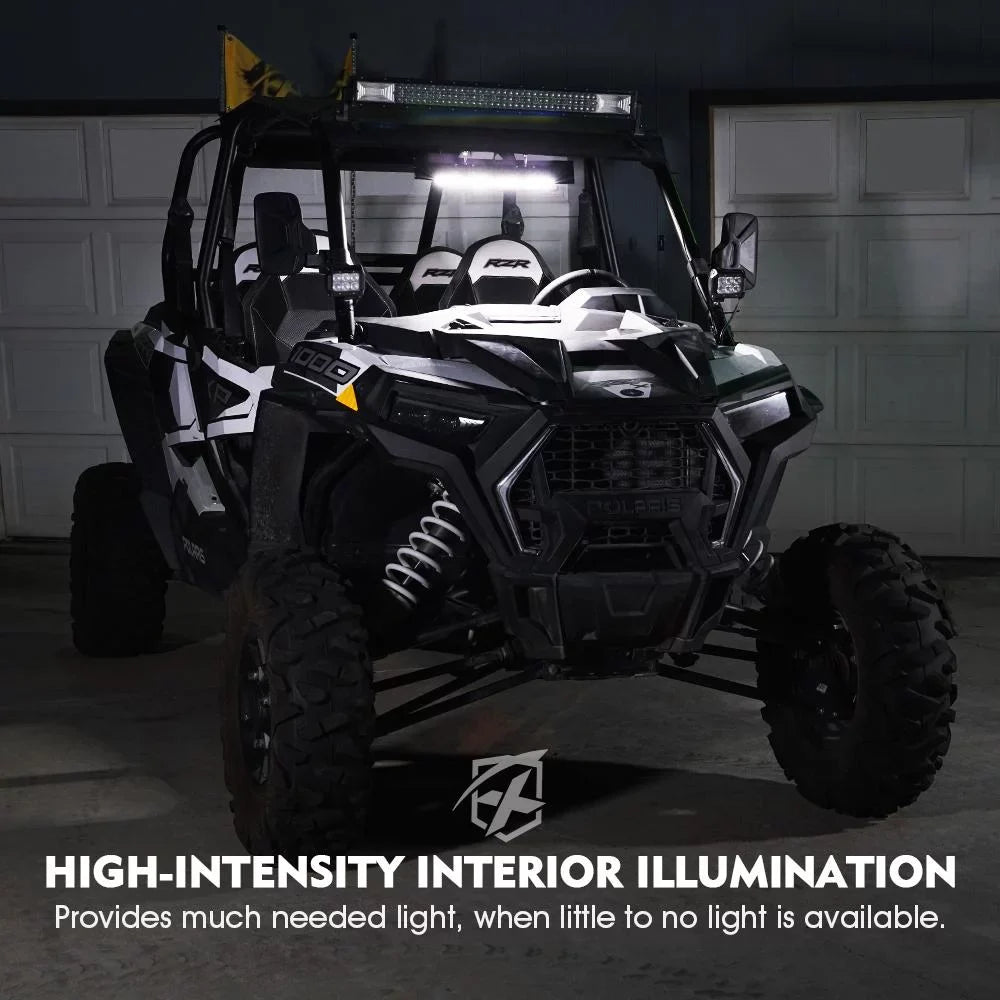 Lights LED Mirror Fits Rollbars Rear Integrated UTV Xprite View 17.5" Curved W/ 1.75"-2"