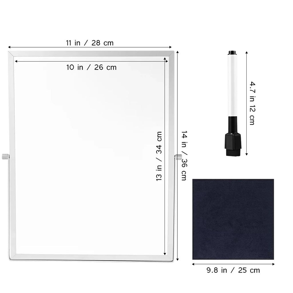 with Double-Sided Board Magnetic Erase X Easel White Stand 11", Kids Students WhiteBoard Dry Home Office 14" Desk Small for