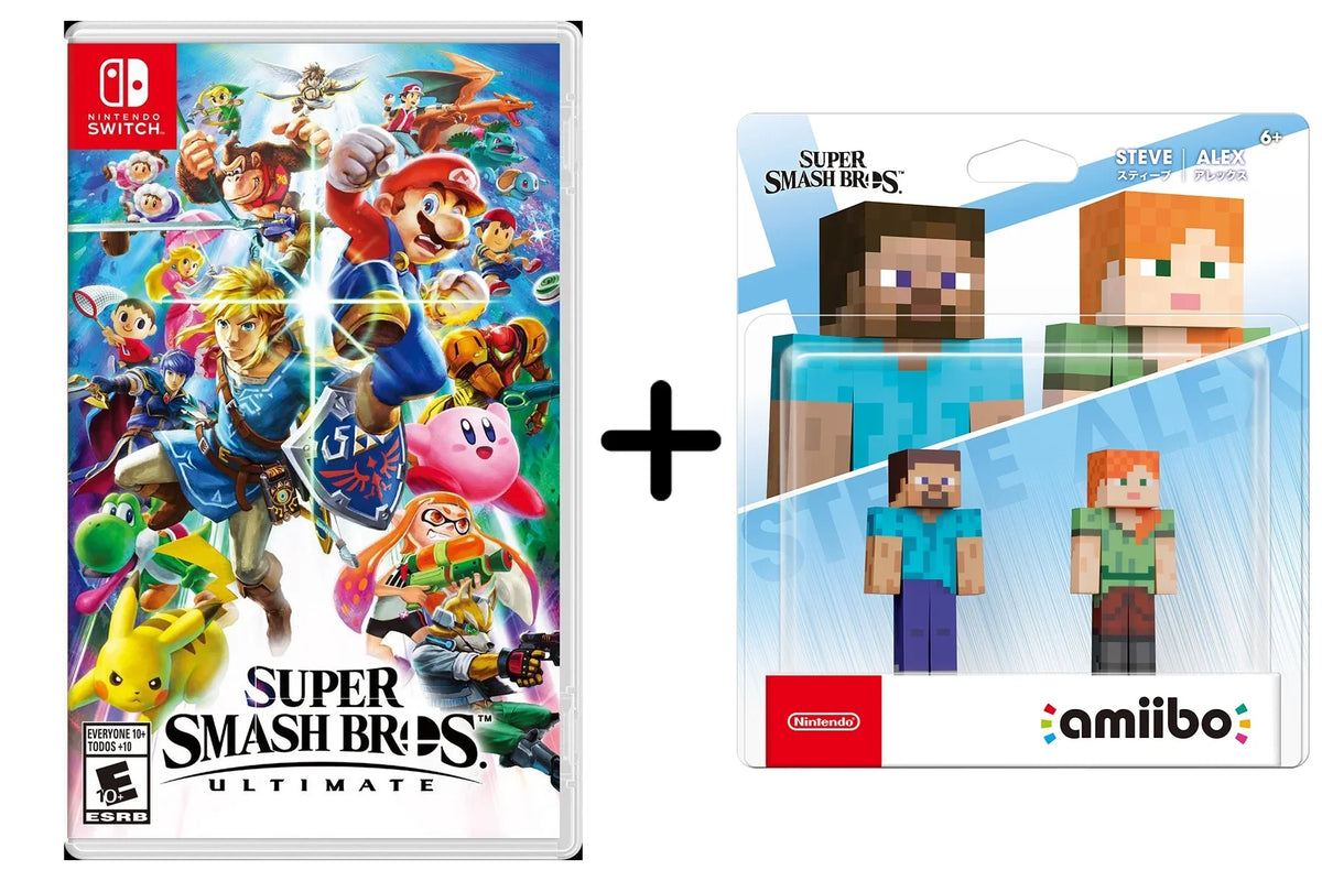Switch Nintendo - Figures Bros Super Steve/Alex amiibo Ultimate + Smash