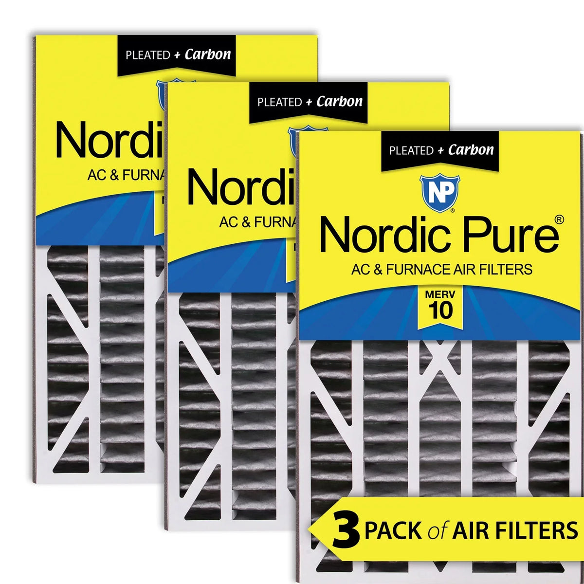 10 Replacement Cub Air Pleated MERV Bear 3 Air Pack Plus Carbon 16x25x3 Filter