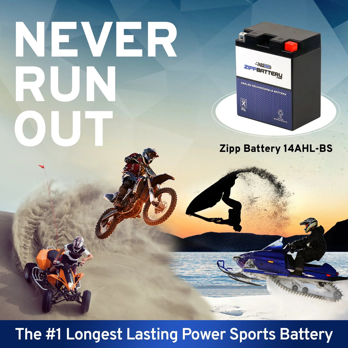 Zipp Sports Battery Power Performance Battery Ytx14Ahl-Bs High