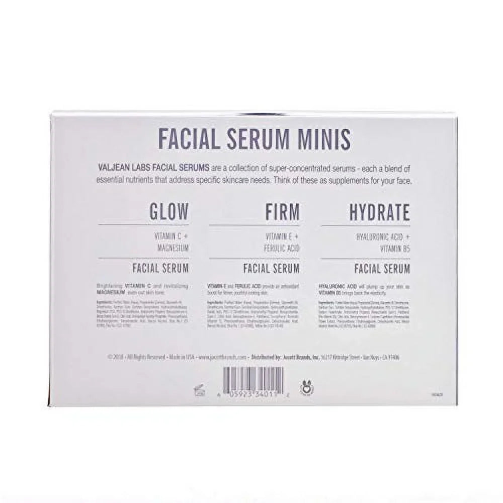 Serum, Firm - Glow, Free, and Free, Targeted Skincare Combo Facial Ingredients Cruelty Labs Paraben Supercharged, Hydrate, of Valjean Bottles - Pack 1oz