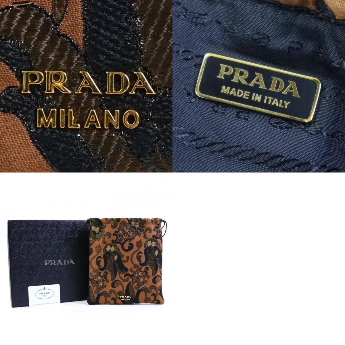 Cotton/Acrylic Prada Pre-Owned Brown Women's (Good) Pouch Drawstring 1MU001 PRADA