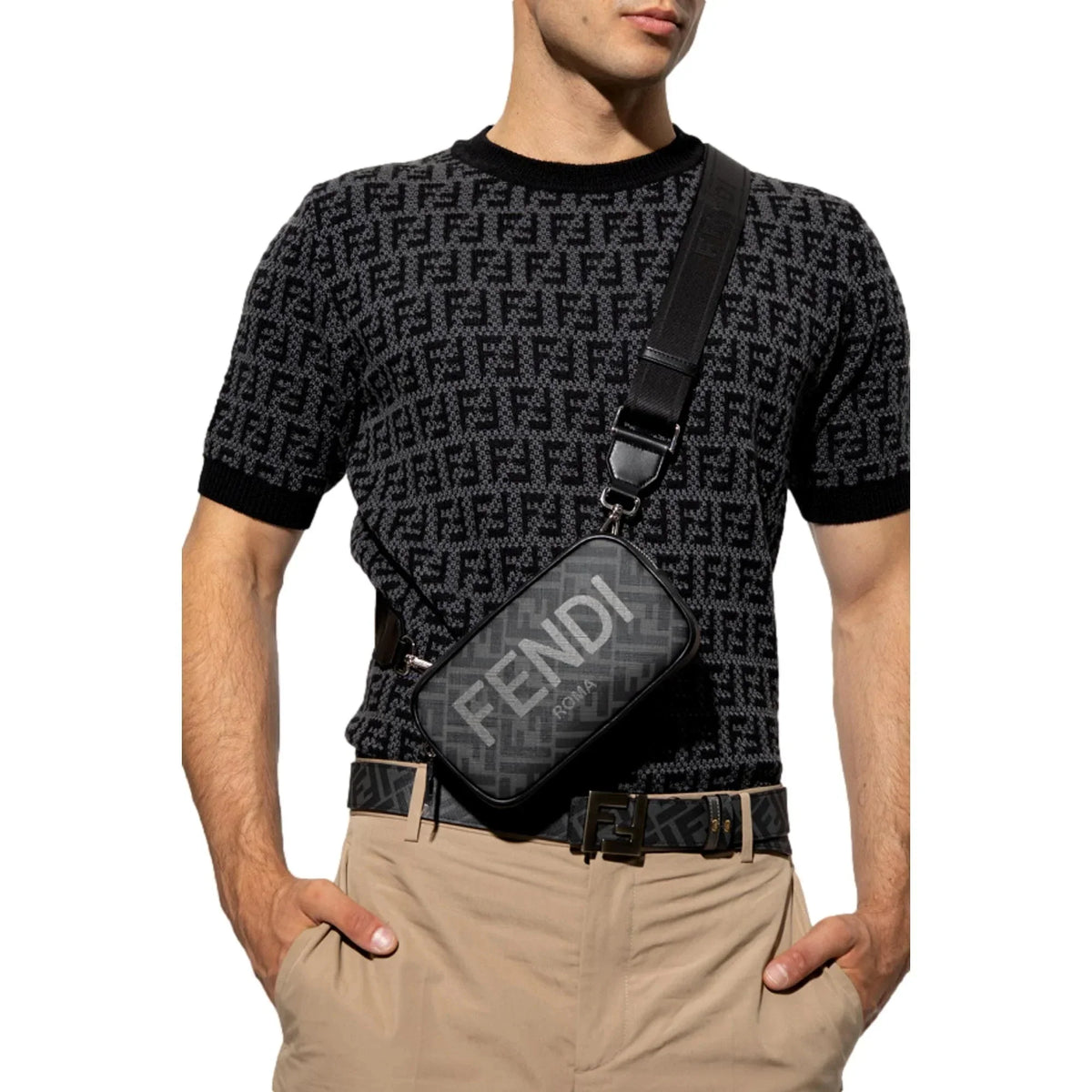 Mini Black Zucca Bag Crossbody Roma Canvas Fendi Camera