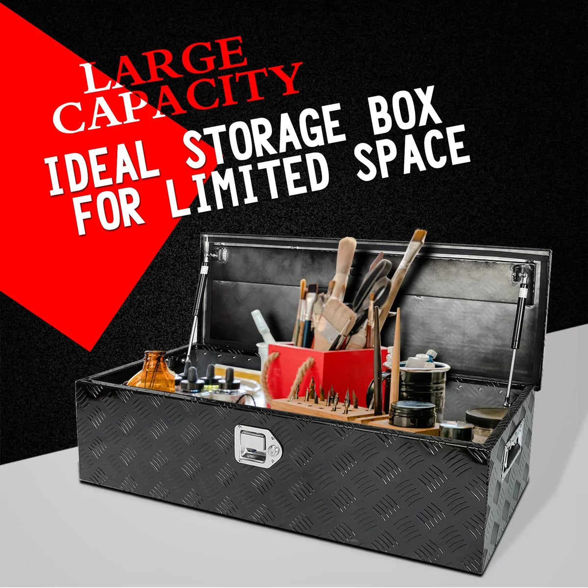 Storage Aluminum, Truck Lock x Keys, 13 Heavy 39 Pick 10 Up Confote Black Truck Box Waterproof, Duty Tool Bed Trailer Inches x and