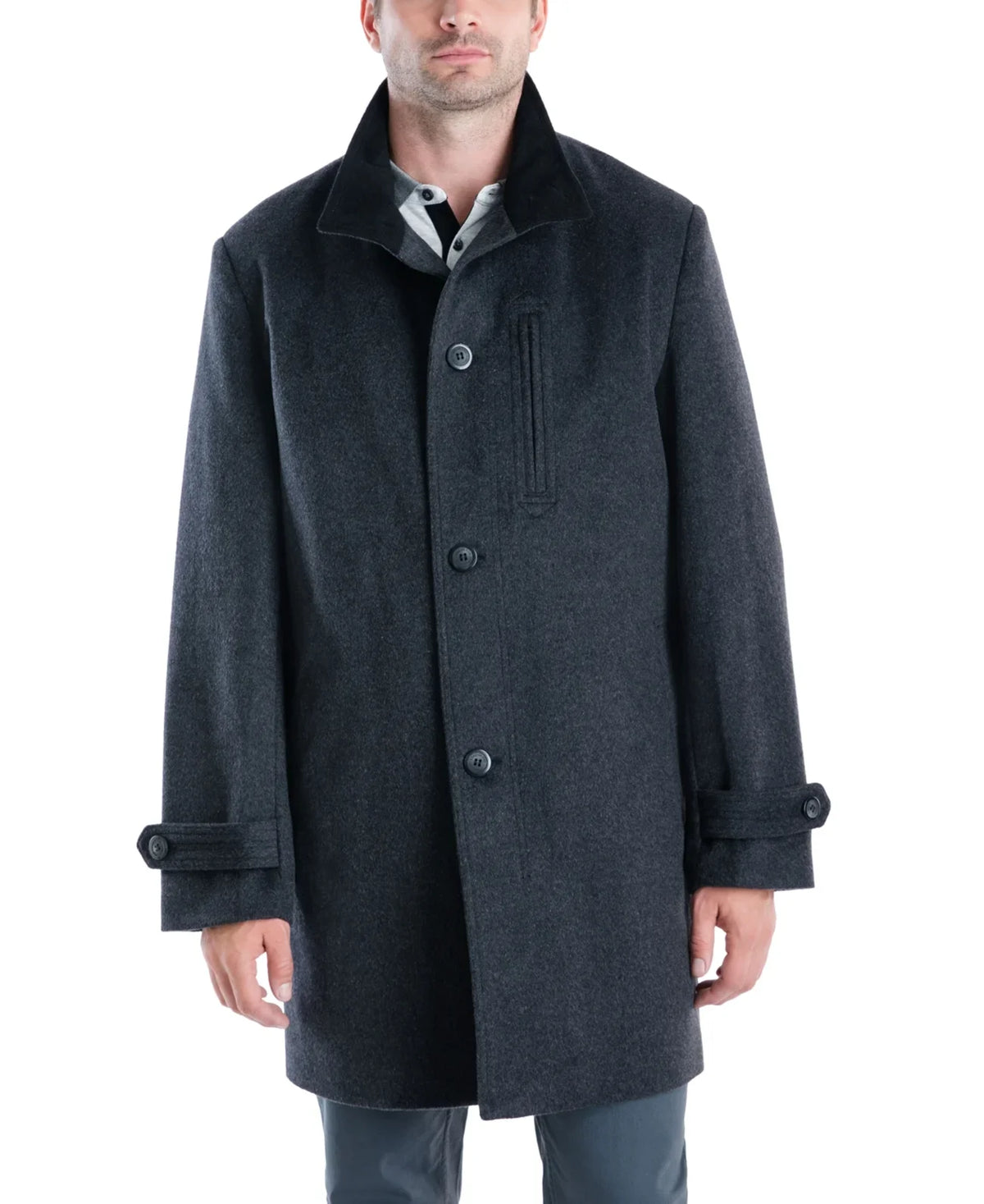 38S London Clark Overcoat, Fog Classic-Fit Gray, Men's