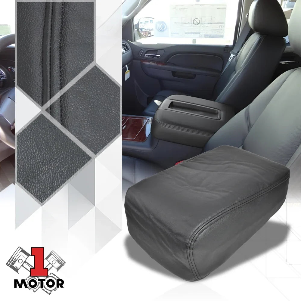Cover CHEVROLET 07-14 TAHOE Leather Center CHEVROLET SILVERADO, Kit select: Silverado/Sierra Arm Lid 2007-2014 for Black Fits Rest Console 2007-2014