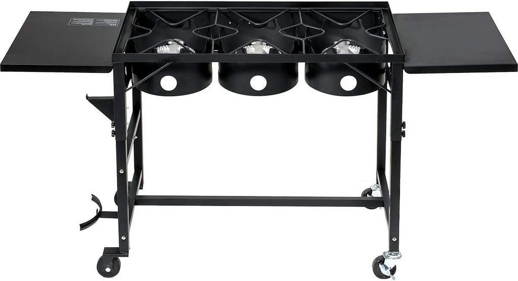 Utensil Wheel Portable Stove Holder Hook W/Regulator 4 Triple-Burner Patio Cooking 87,000-BTU exterior Camp Propane Side Table