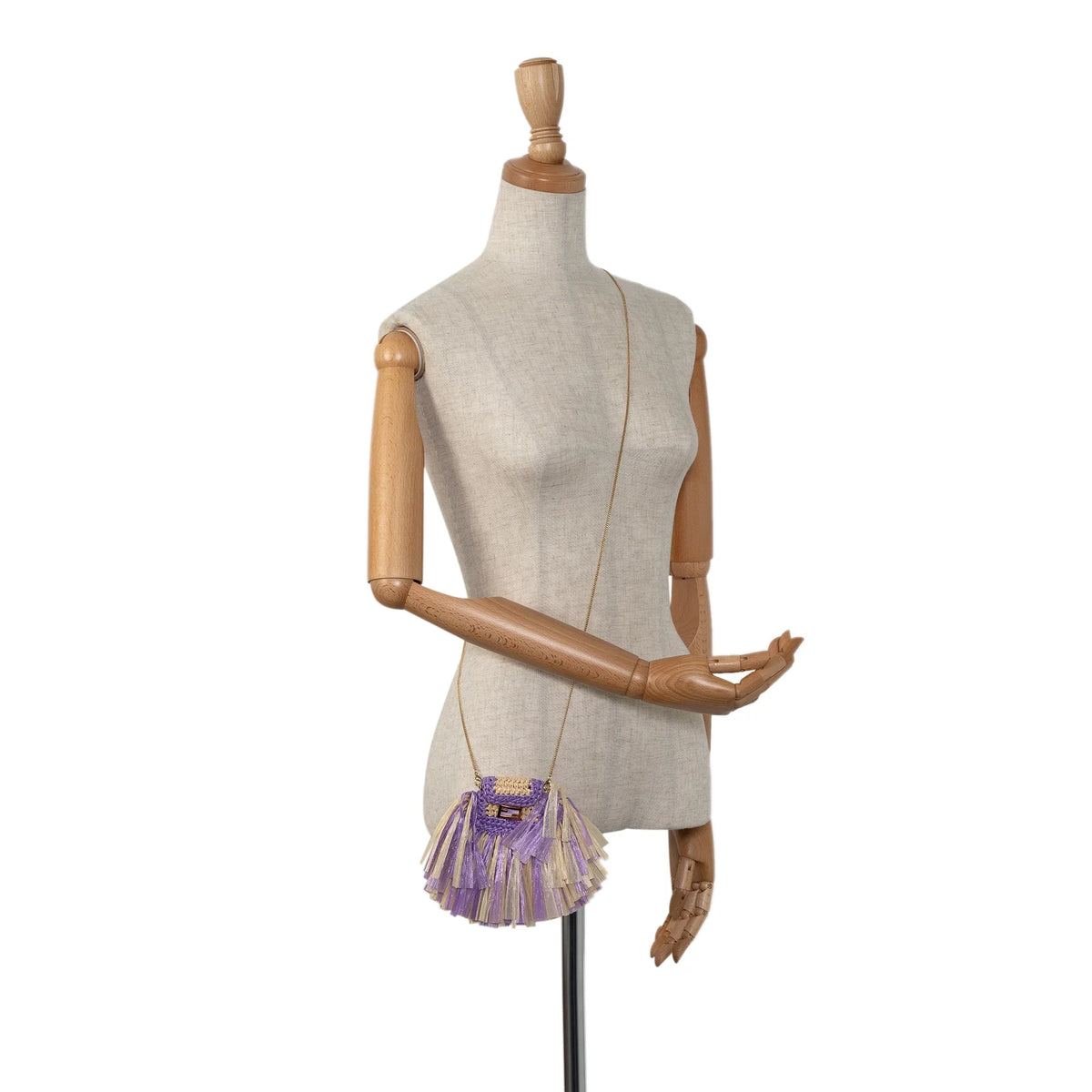 Authenticated Crossbody (Good) Natural Pre-Owned Intreccio Baguette Fendi Pico fabric Purple Unisex Raffia Bag