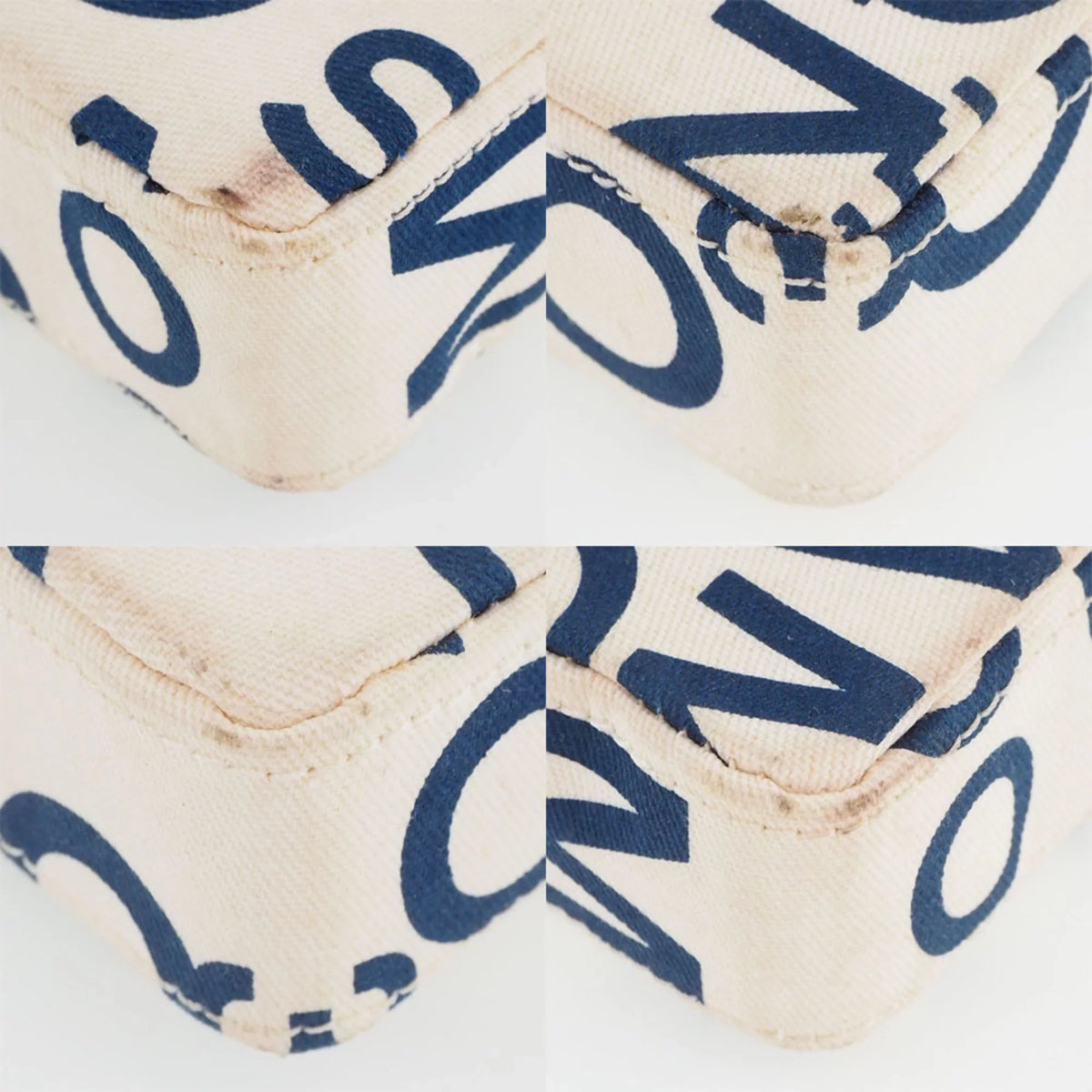 (Good) Pre-Owned Women's White/Blue Canvas Pouch Chain