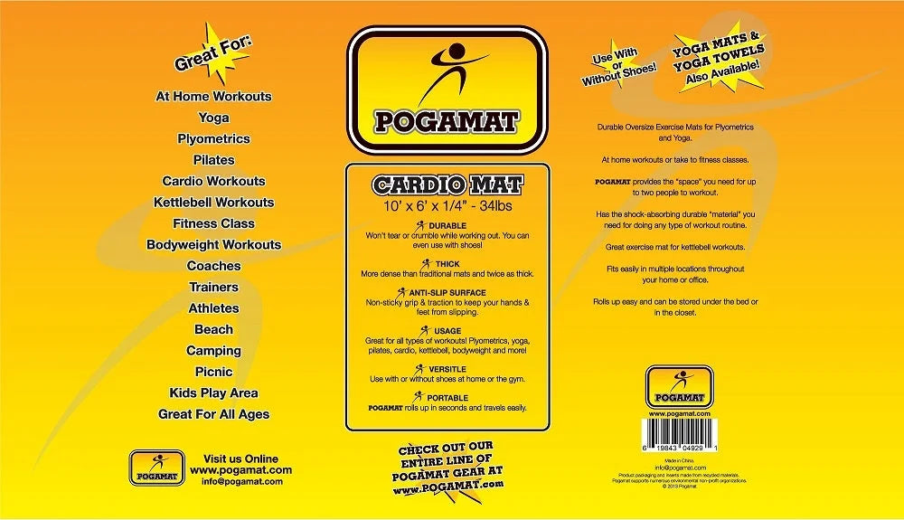 (60 1/4" x 6' Feet) Mat 10' Pogamat x Square Exercise