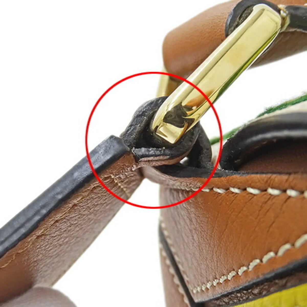Collaboration (Good) Brand Puzzle LOEWE Handbag de Mini Pre-Owned Women's Leather Shoulder William Embroidery 2way Compact Morgan Floral Small Brown Bag Yellow