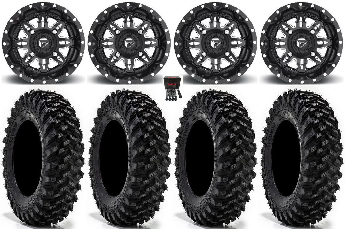 / Sticky / 1000 Can-Am Fuel Wheels Black Tires Warrior 15" XT Maverick Honda Pioneer 32" Lethal X3 Talon