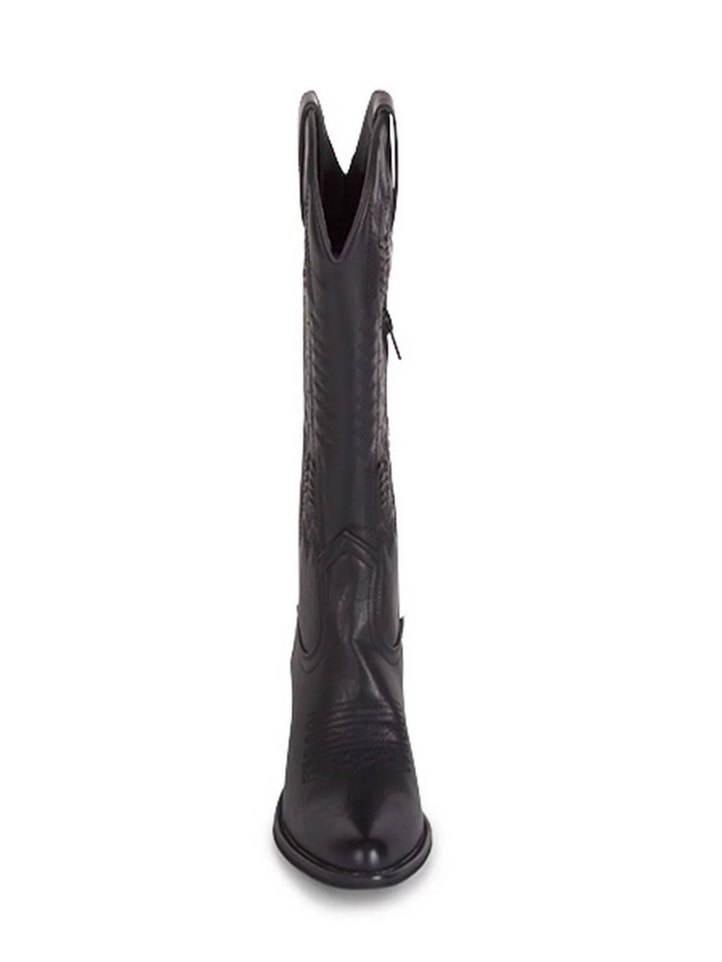Heel 8.5 Whip-Stitch Padded Texan Black Detailing Boot Block Western Pointed Womens Toe WANTED Tabs Woven Pull