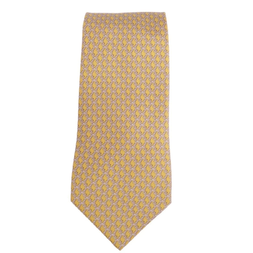100% twill silk (Good) Hermes yellow Pre-Owned men's HERMES tie