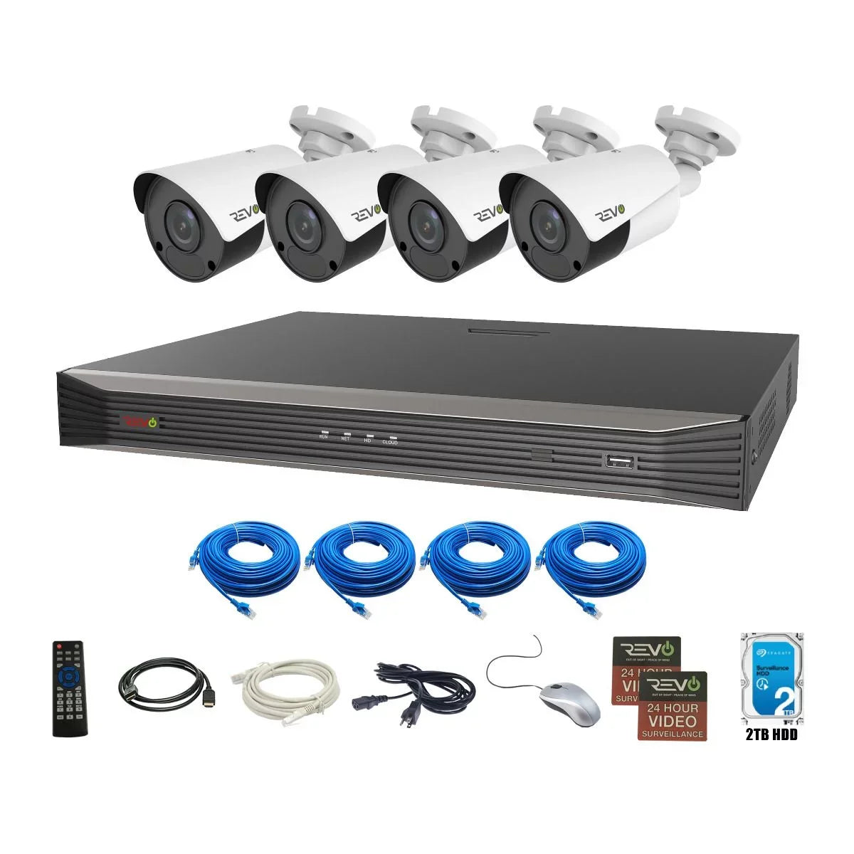 True Fixed HDD Video Revo IP PC Remote Phone, MAC Lens Indoor/exterior Via x 2TB Cameras Smart 4K Access 4 NVR HD 8CH. 4K System, Surveillance Tablet, - & Ultra