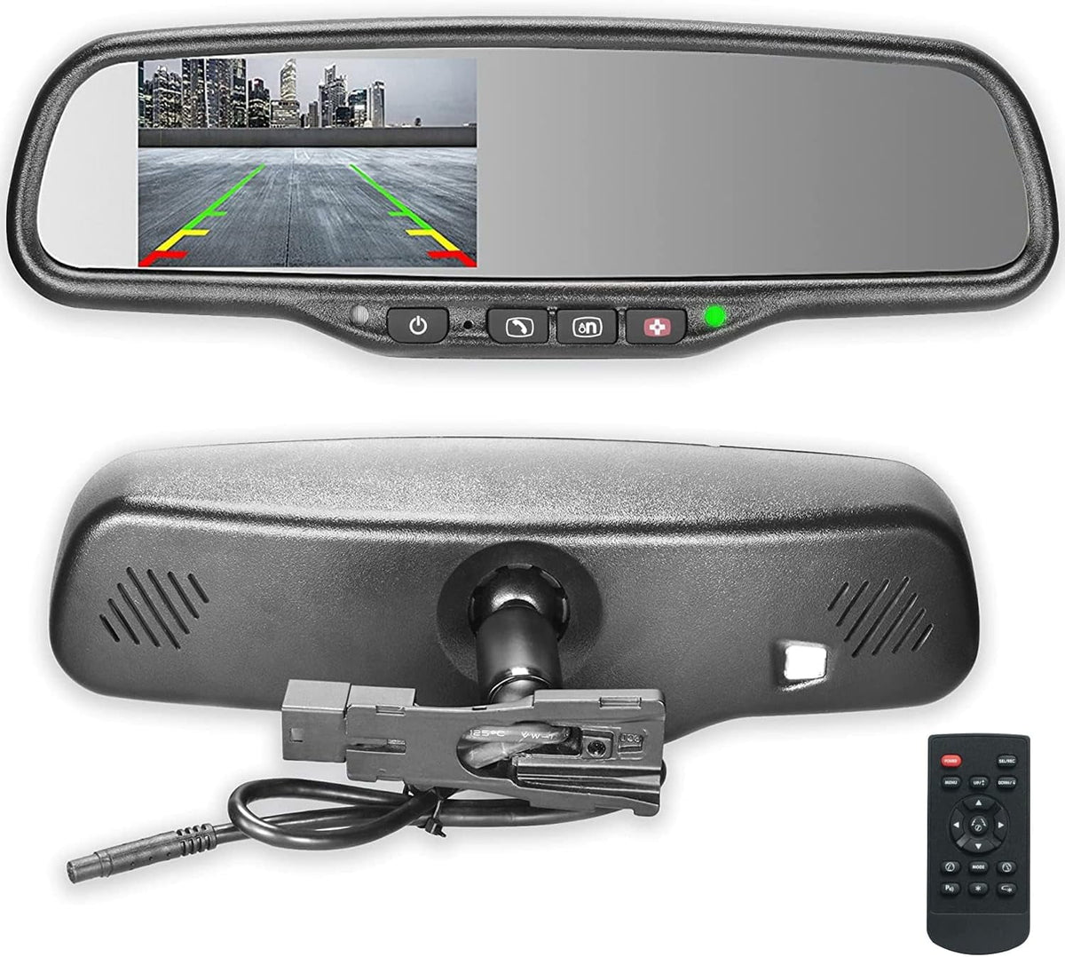 with OEM Ultra Rear OnStar Cars View Mirror Compatibility for Universal Auto-Adjusting 4.3" LCD, Bright Tailgaters and All Buttons, Master
