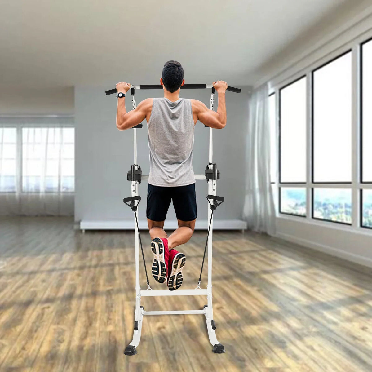 Tower Dip Up Gym Station Chin Black Pull Home Bar Push Power Gym Power Home Height Tower Adjustable