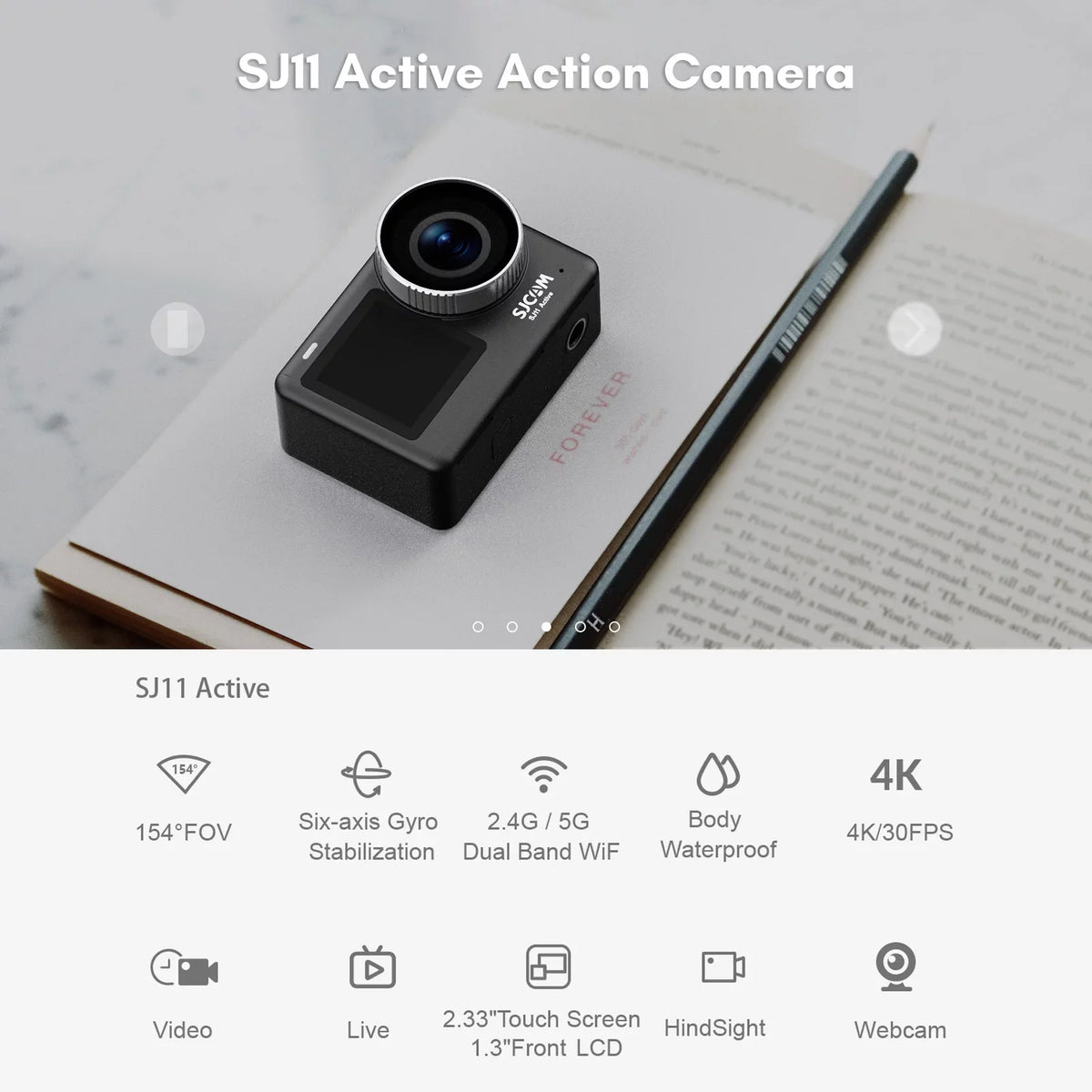 Camera Case Dual Streaming, Mini Anti-Shake, Supports Action 20MP, Screen, with Waterproof, SJ11Active Waterproof Live - and Adapters Comes