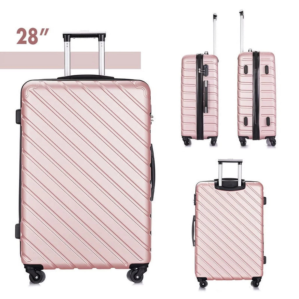 4 Luggage Luggage Piece gold rose Cover&Hanger Spinner Hardshell with On Suitcase,Carry Free Wheels Sets,Travel Inside