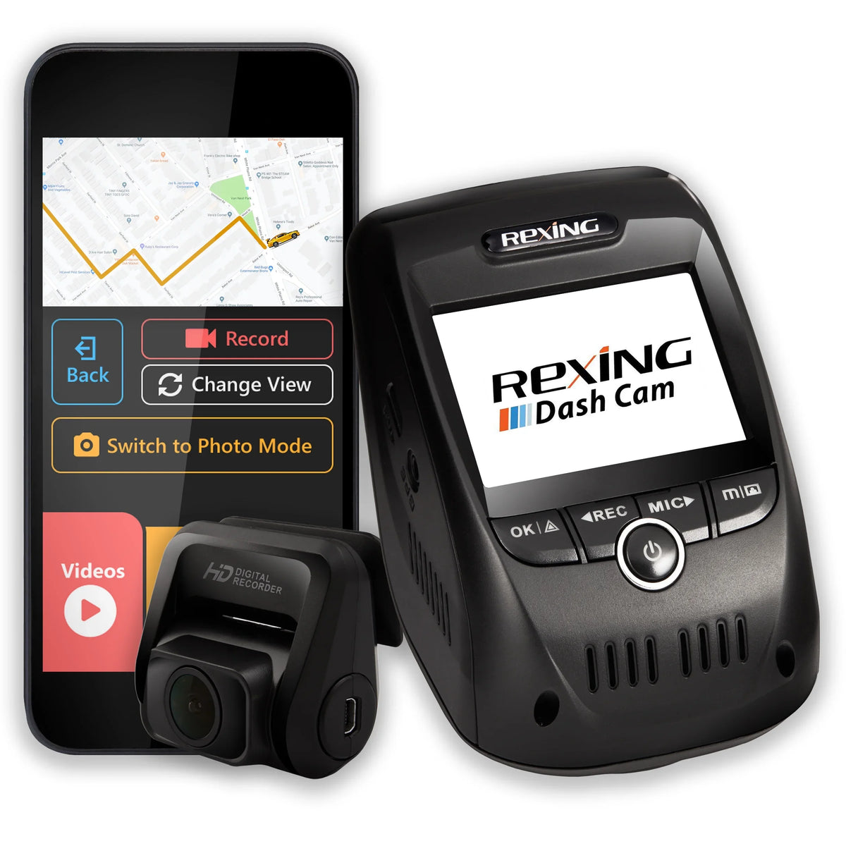 Rexing HD Rear V1P Front Full 1080p Cam Pro Dash and