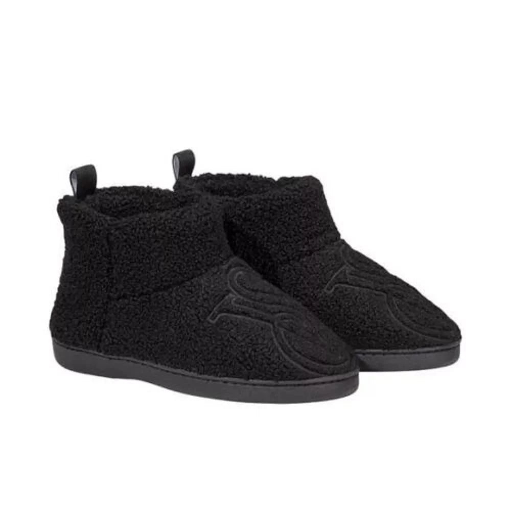 dimension Slides NWT Black (9/10) Boots Secret Booties Logo Soft Plush Slippers Victoria's Large Fleece