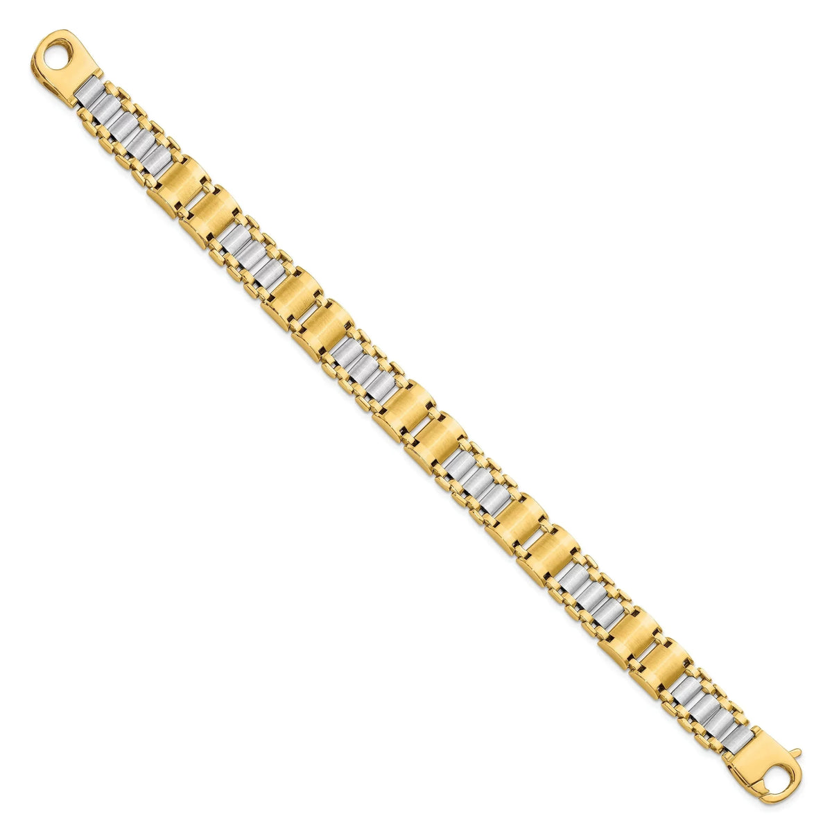 Gold Two Men's Link Bracelet Tone 14k Fancy