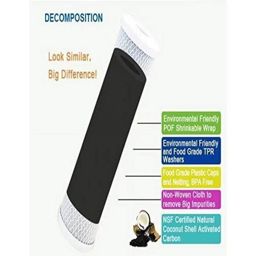 Large Carbon Models Replacement Home & 5 Filter Remove Whole With Micron liquid Capacity Bad Taste Replacement Filter Compatible liquid Cartridges House - Odor 6 Whole Pack Cartridge WHA4BF5