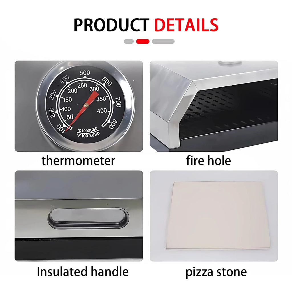 Charcoal Pizza BBQ Home-made Pizza Portable Fits Top Gas & On Oven Handles, Pizza Carry Grill, Any BBQ Oven, Easy Oven, Grill