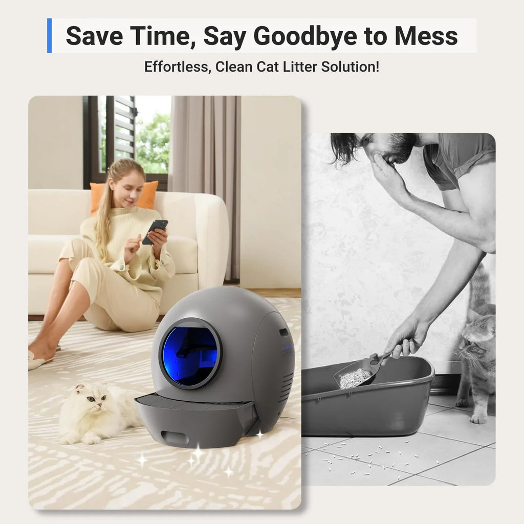 Litter Self Cat Box Control Multiple ELS PET Cats Cat Automatic Version] for Litter Box APP Cleaning [Upgraded