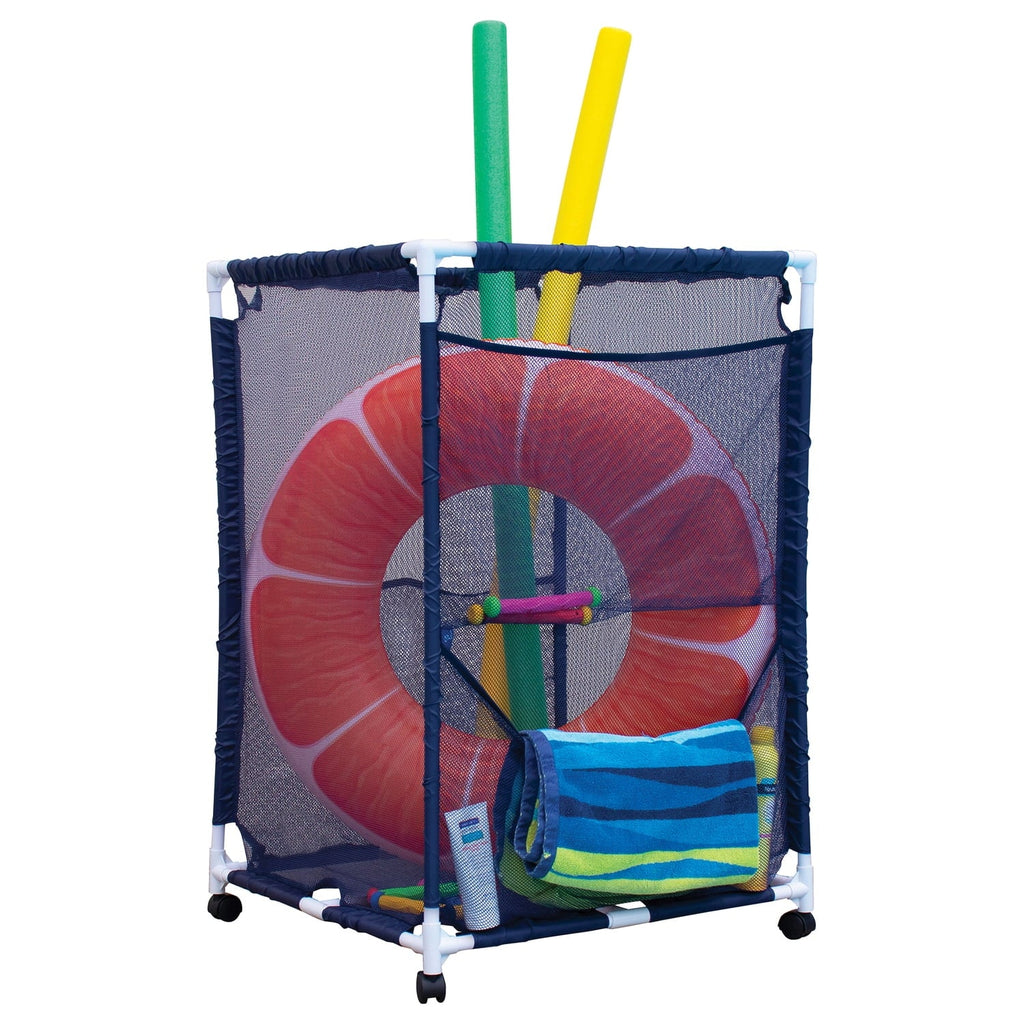 Pool Organizer Blue, Pool 25.4" design 40" L H) X Bins PBFT-1513 (25.4" - Equipment Mesh PB-M200, Medium, Pool Rolling Storage Bin, W x