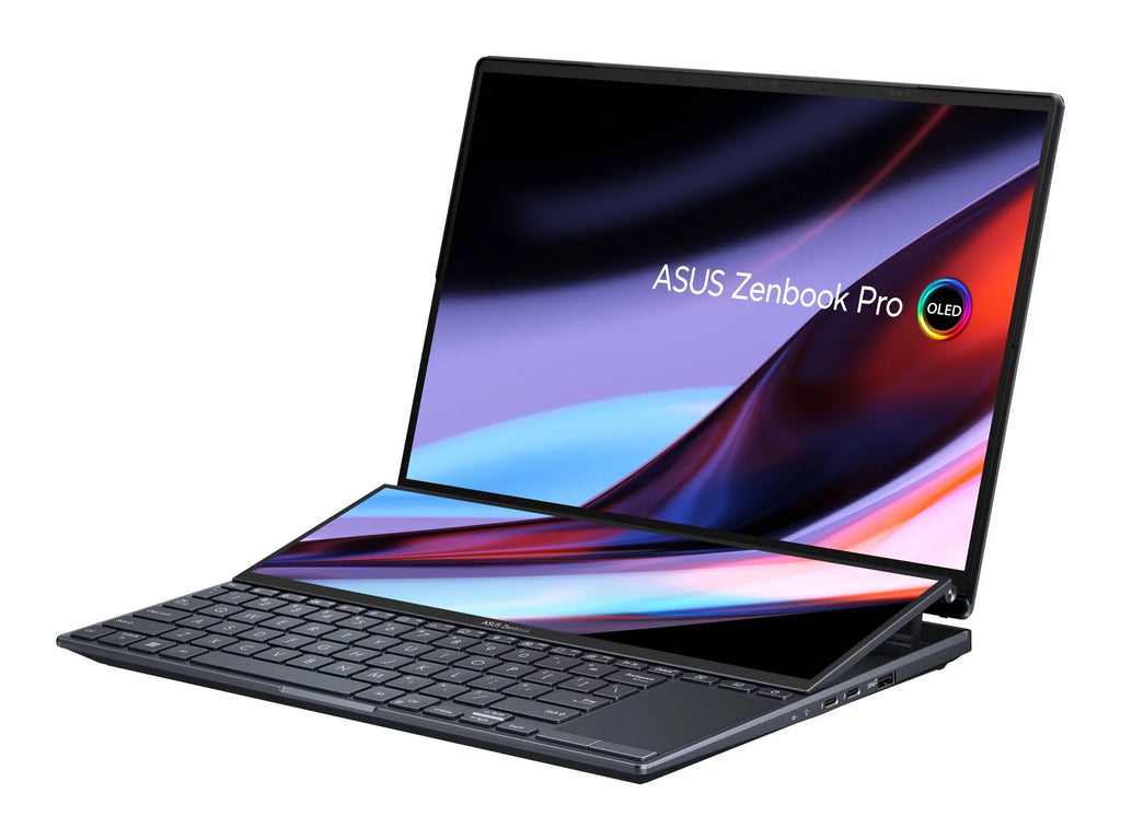 Pro - 32 11 ASUS Home GF 2880 RTX x GB SSD / black Duo 2.5 Core Performance OLED Wi-Fi (2.8K) - Hz 6E - tech RAM 1 - Win touchscreen - NVMe, OLED Zenbook i9 3050 120 12900H Intel TB - - GHz @ 1800 14 - UX8402ZE-DB96T Ti 14.5"