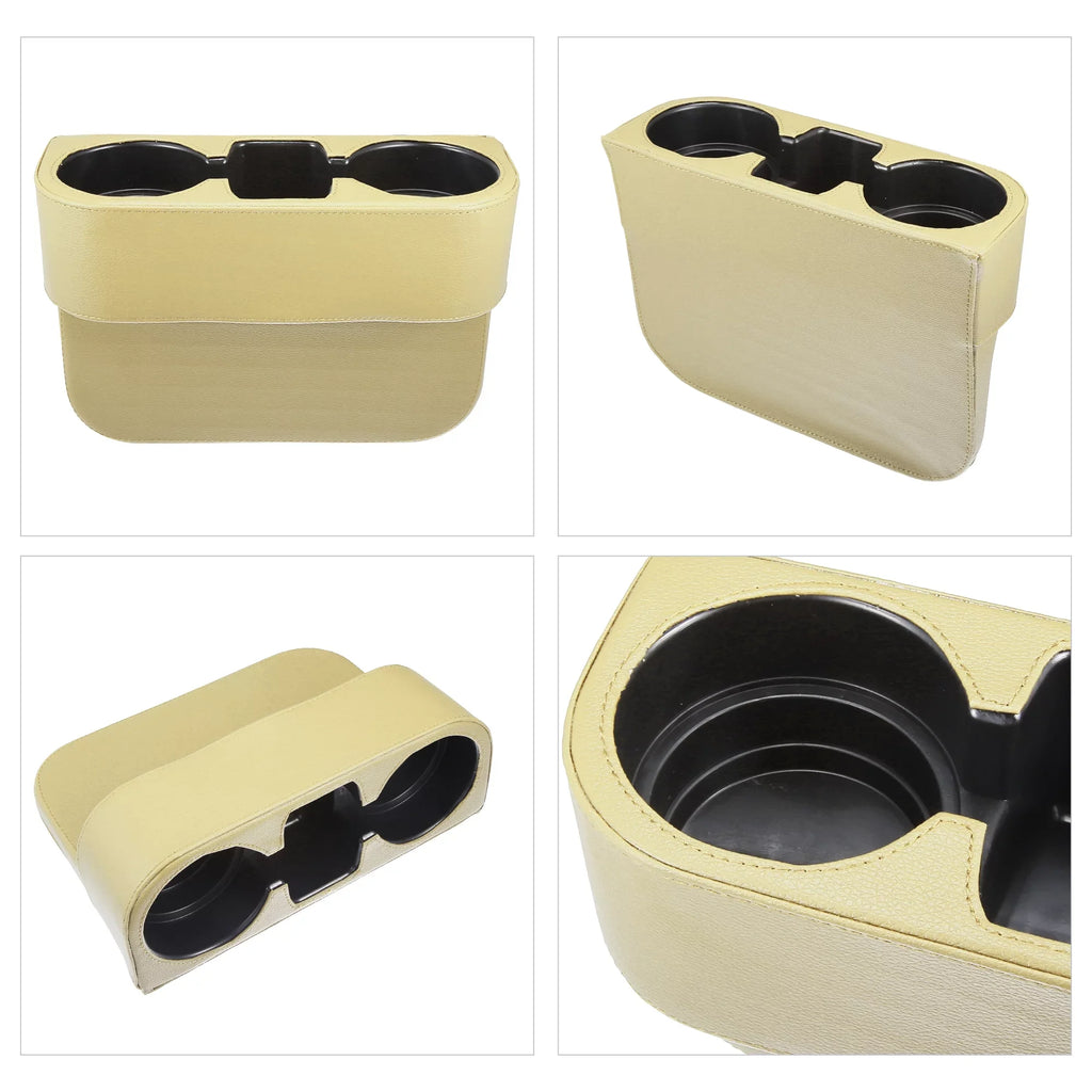 Seat Car Pocket Organizer Multi-function Side Filler Box Seat Gap Storage Car Holder Cup Console Beige