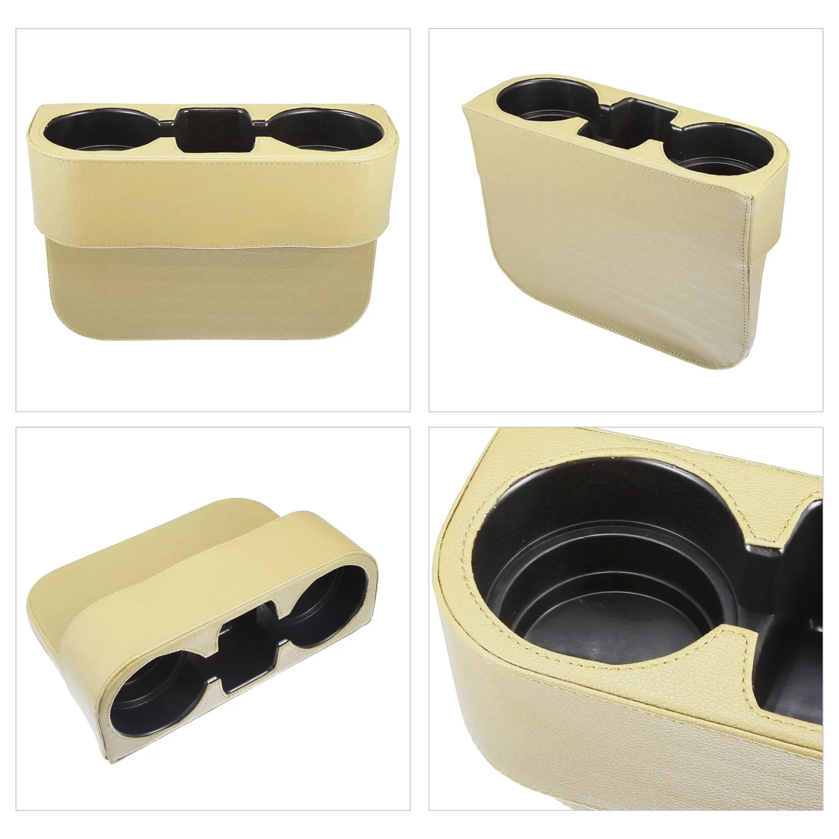 Seat Car Pocket Organizer Multi-function Side Filler Box Seat Gap Storage Car Holder Cup Console Beige