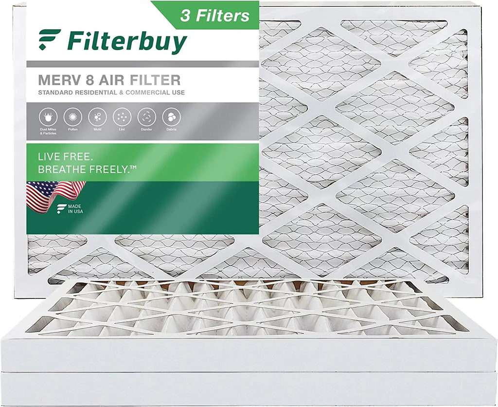 (3-Pack) Pleated Filters Filterbuy Furnace 8 Air HVAC AC MERV 8x24x2