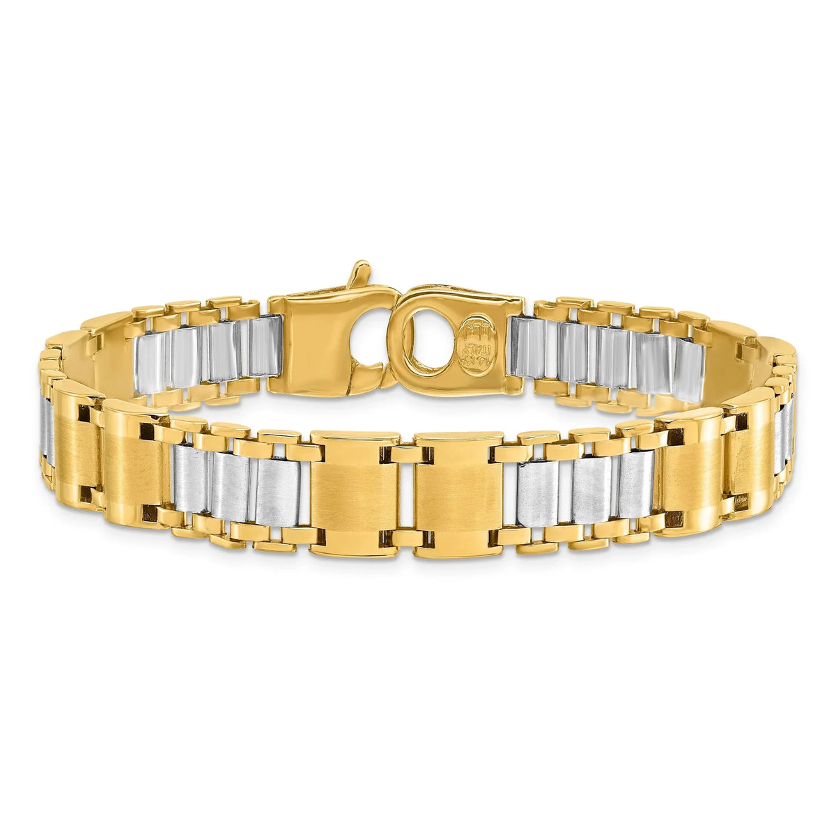 Gold Two Men's Link Bracelet Tone 14k Fancy